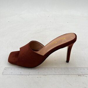 Milooey Brown Open Square Toe Mules One Band Sexy High Heel Slide Sandals